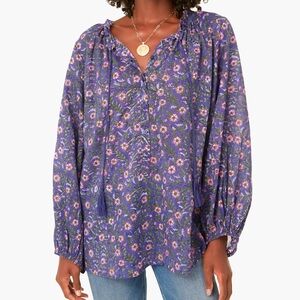 Curation Emerson Fry Iris Wildflower Bardot Top Purple Pink Floral Women's M